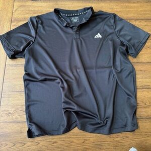 adidas Men's Black Short-Sleeve Polo with White Logo